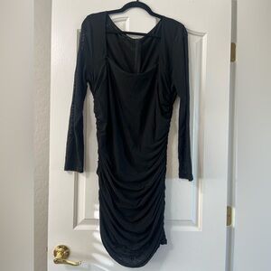 SHEIN Black Long Sleeve Ruched Dress